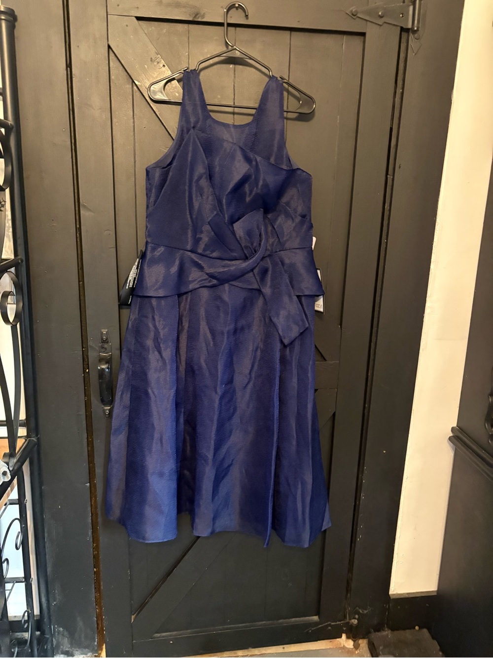 JS Collections Royal Navy Sleeveless Peplum A-Line Formal Dress